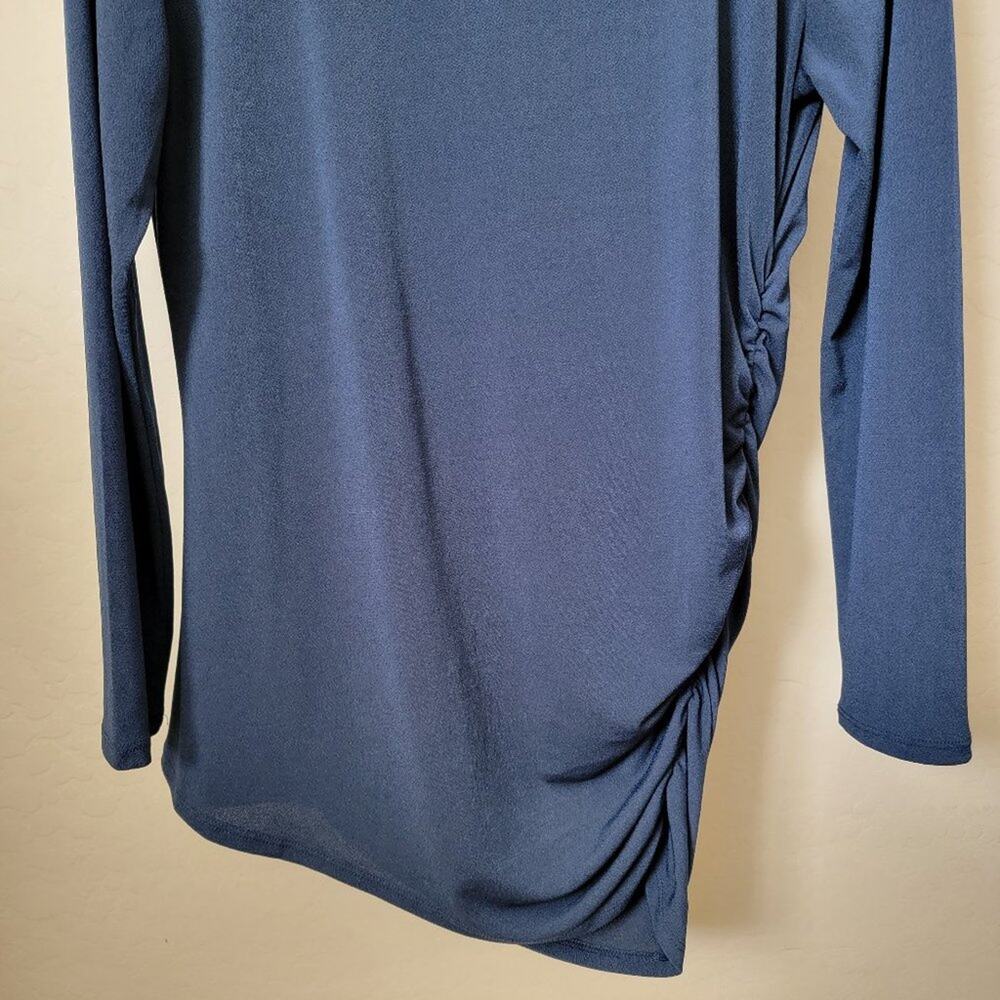 Banana Republic Petite Ruched Long Sleeve Navy Blue Top - Picture 5 of 12